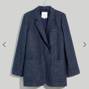 Madewell Brushed Larsen Double Breasted Blazer in Pinstripe